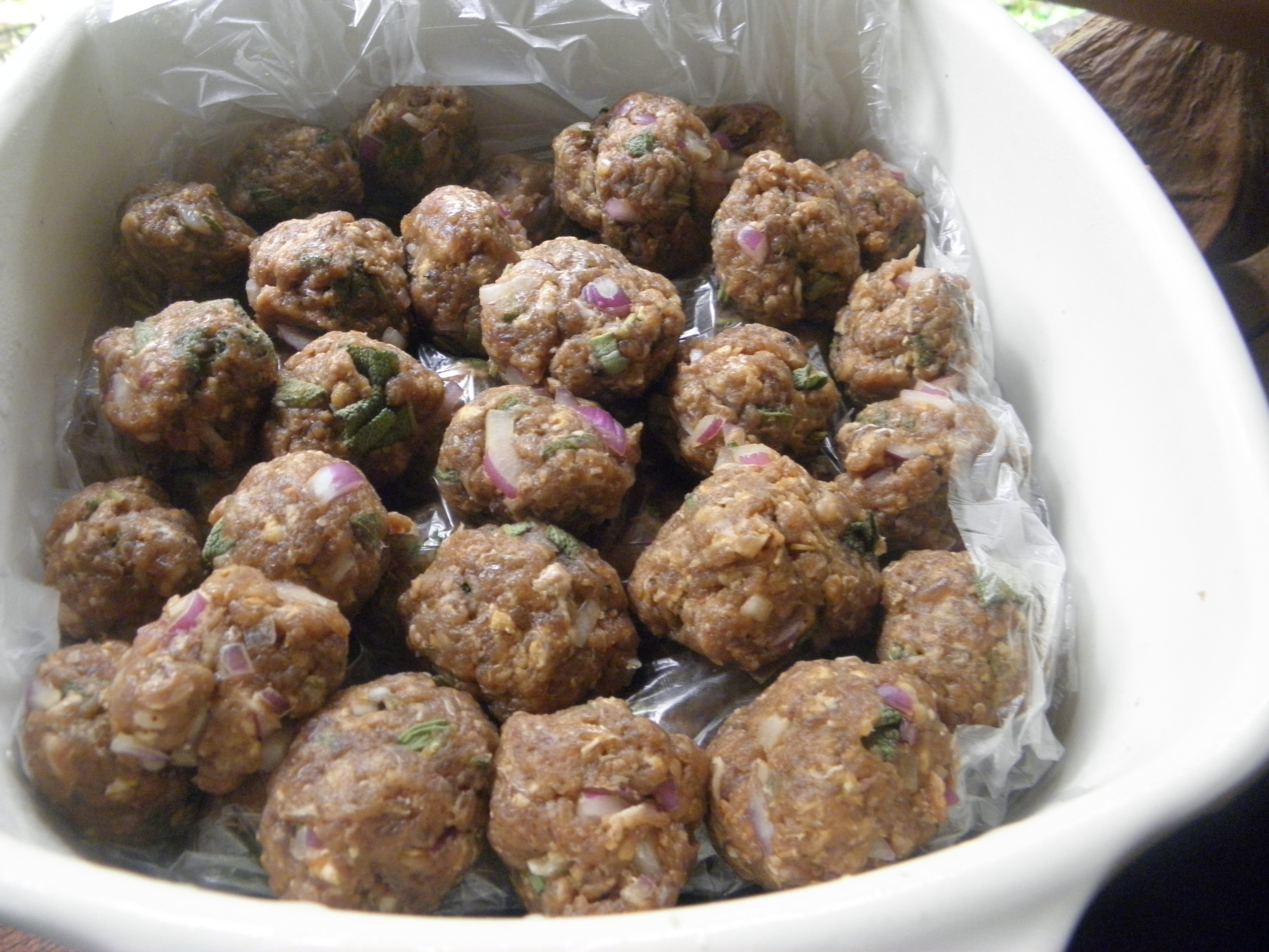 I also made meat balls using the ground pork meat. Home-made meat balls is great because you can flavour it with the herbs and spices that you like and because they are mildly cured, they can keep for some time and can be cooked with vegetables, stews and soups.
